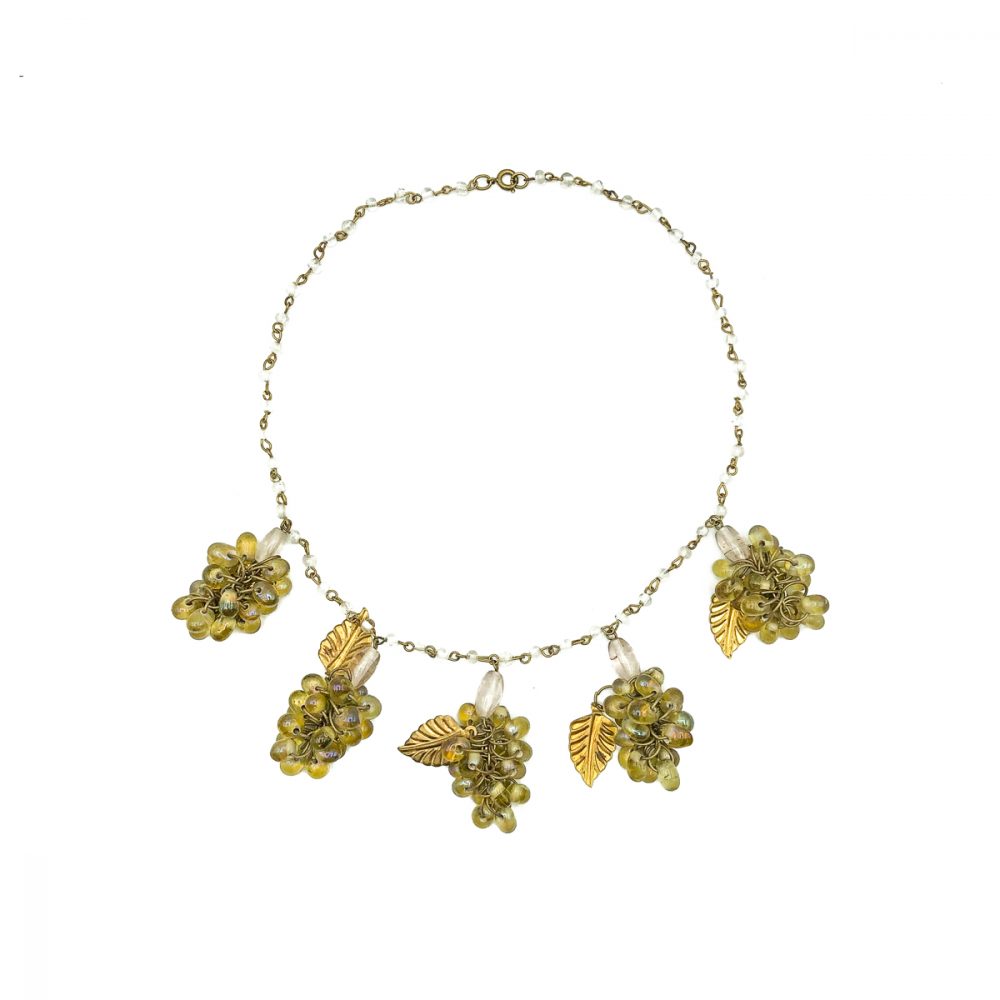 Vintage Glass Grape Necklace