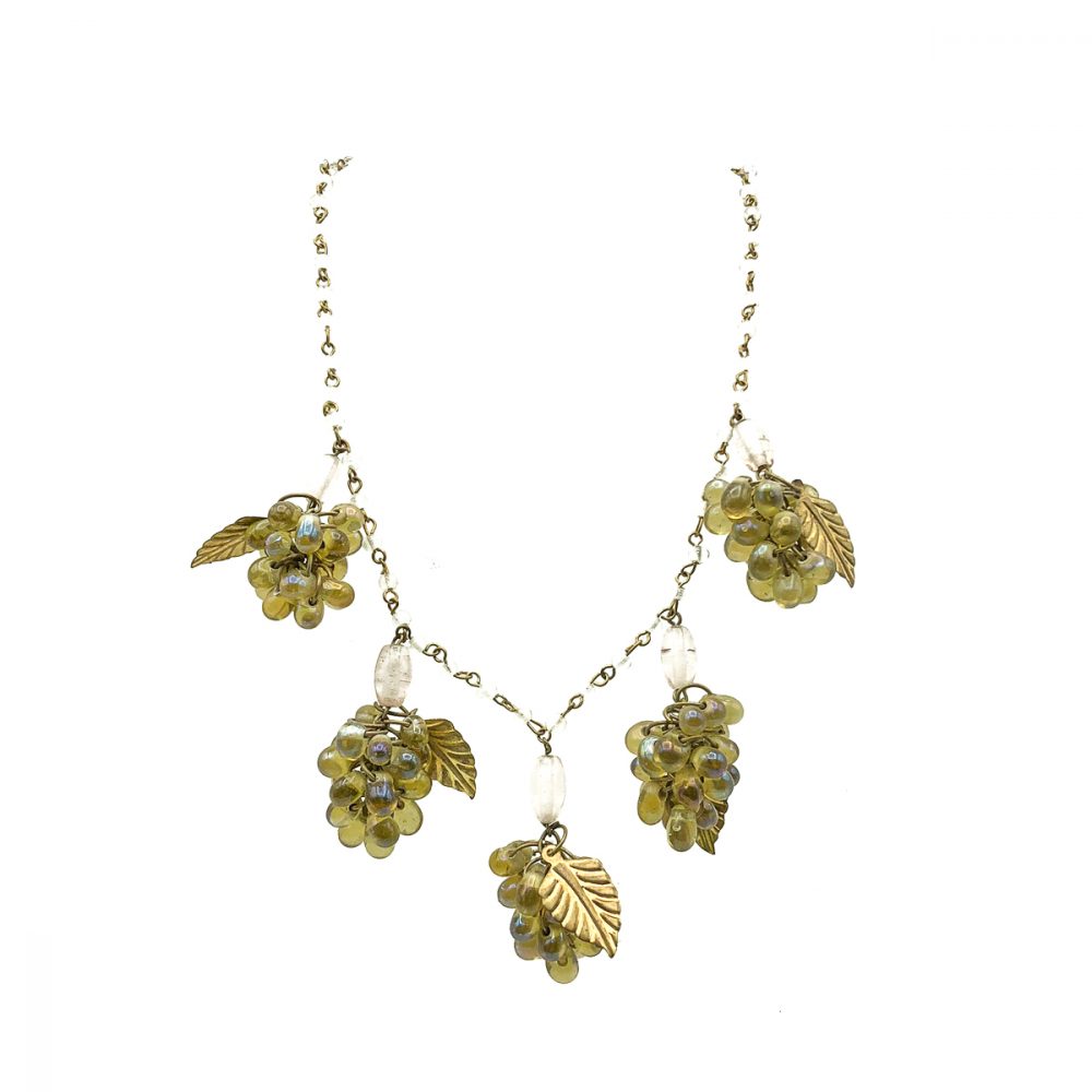 Vintage Glass Grape Necklace