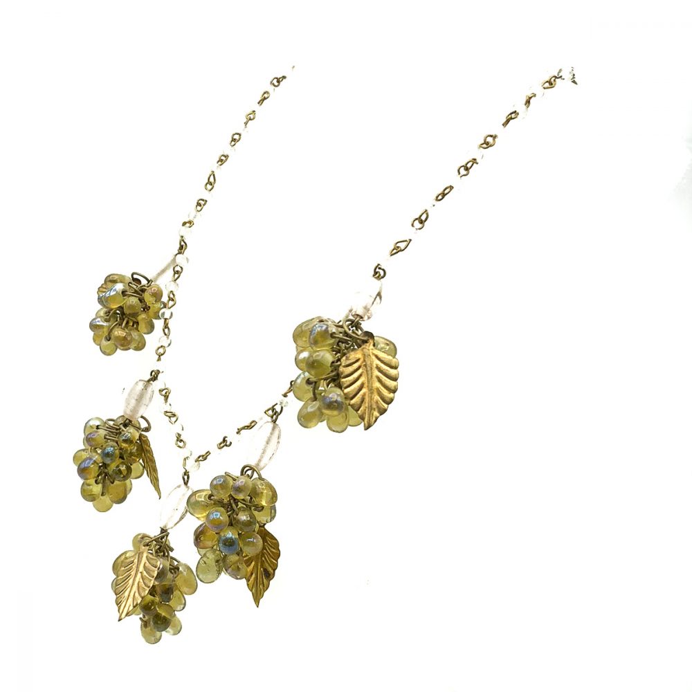 Vintage Glass Grape Necklace