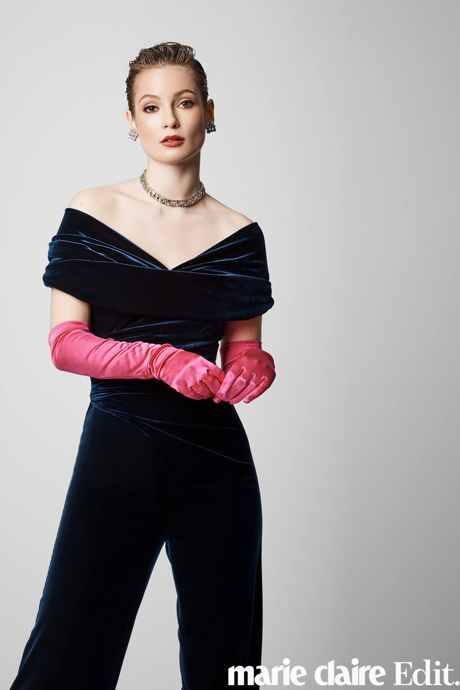 Hannah Dodd wears Jennifer Gibson Jewellery for the Diana Style Editorial Marie Claire December 2020