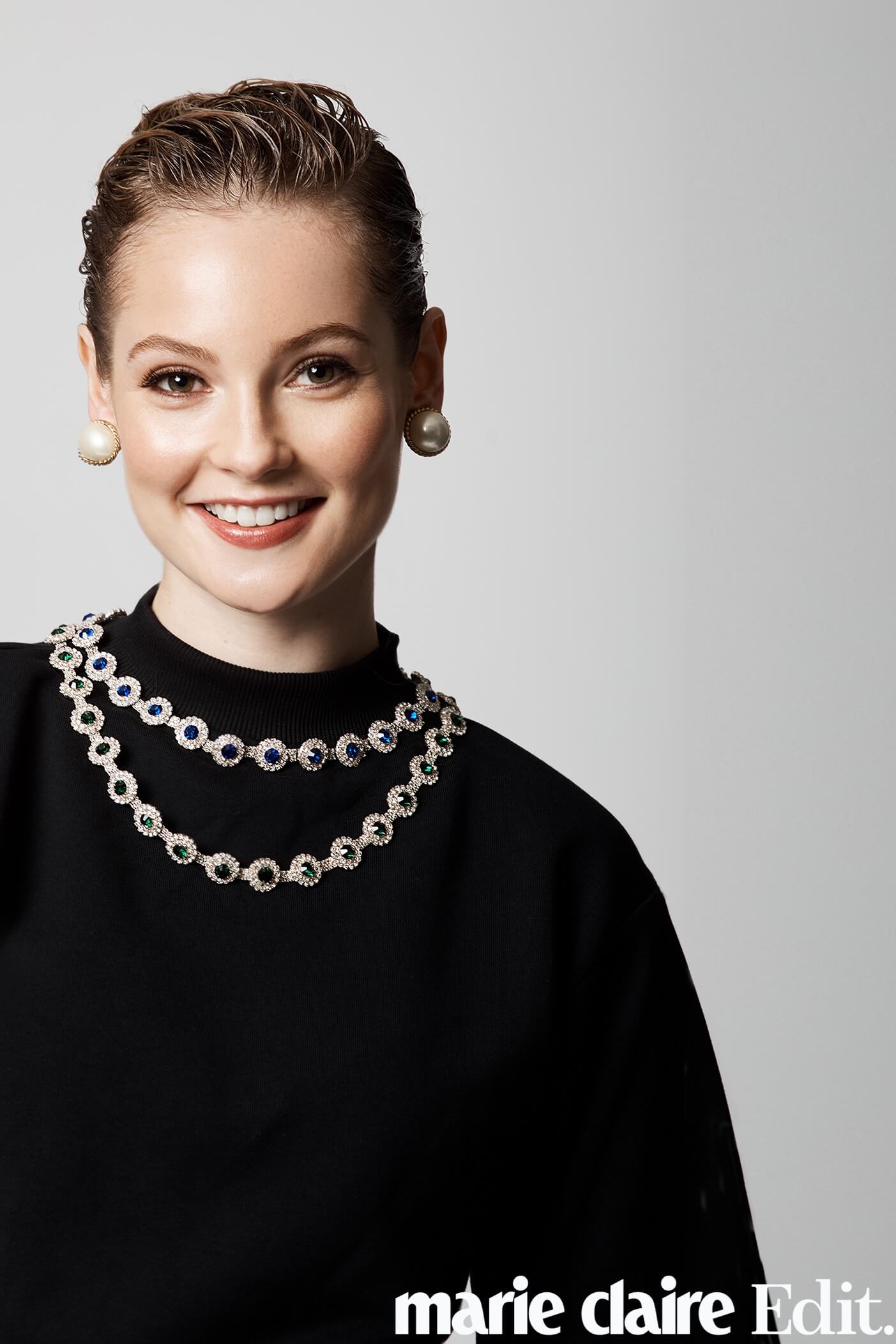 Hannah Dodd wears Jennifer Gibson Jewellery for the Diana Style Editorial Marie Claire December 2020