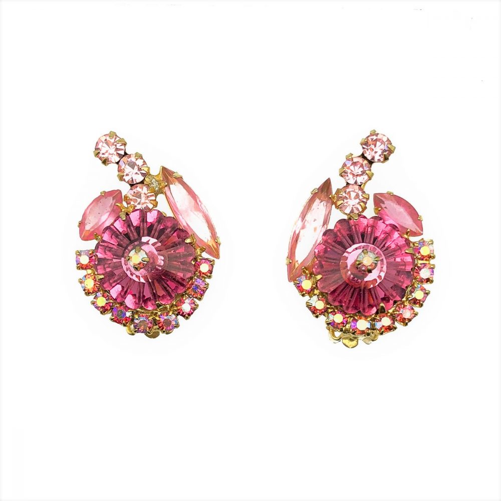 Vintage Pink Rivoli Earrings