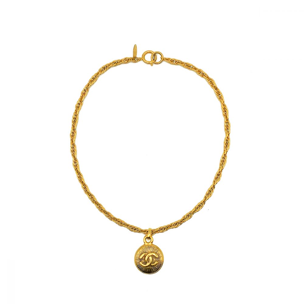 Vintage Chanel Sunburst Logo Necklace