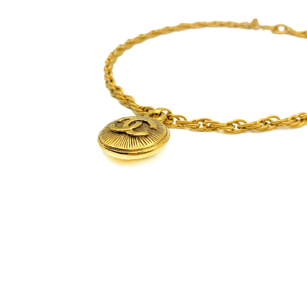 Vintage Chanel Sunburst Logo Necklace
