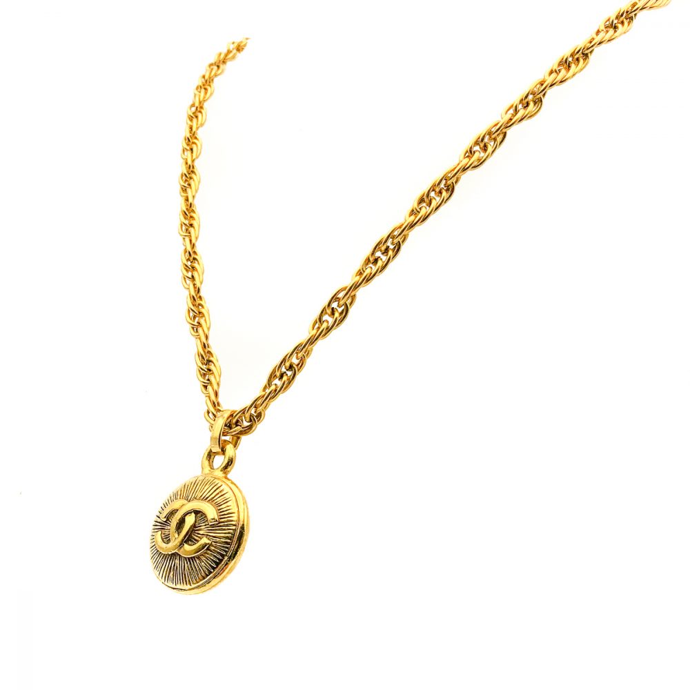 Vintage Chanel Sunburst Logo Necklace