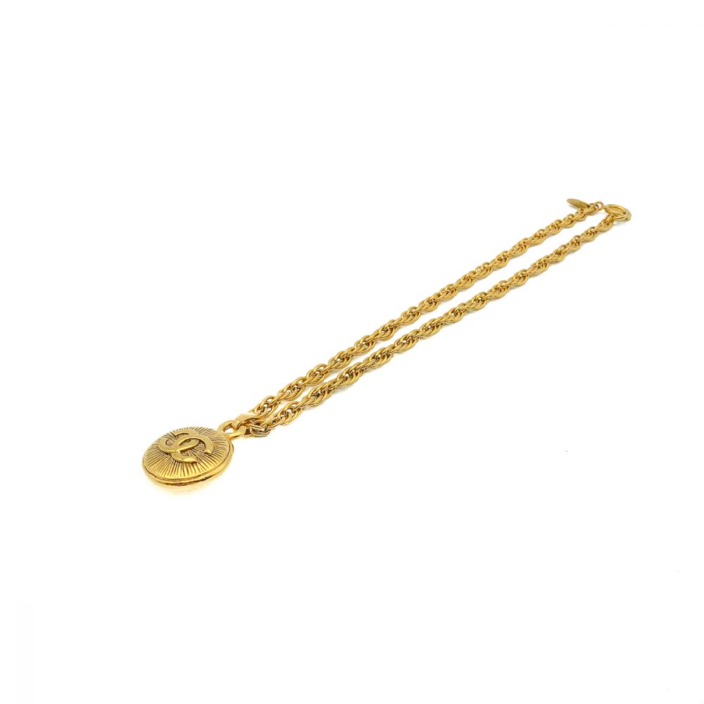 Vintage Chanel Sunburst Logo Necklace