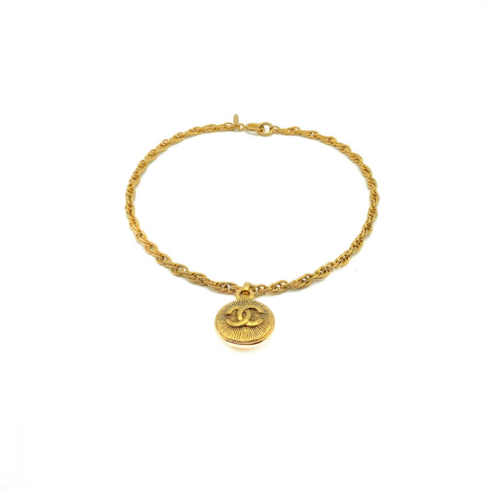 Vintage Chanel Sunburst Logo Necklace