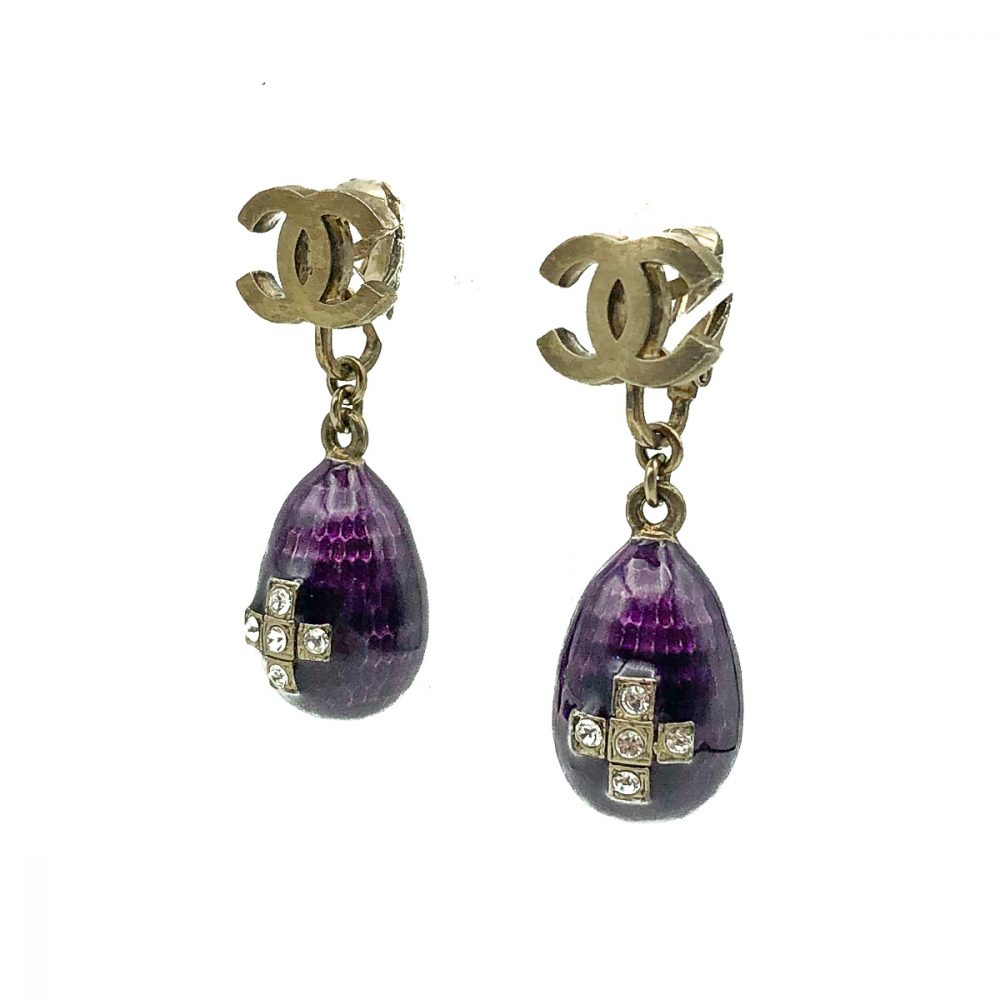 Vintage Chanel Purple Bomb Earrings