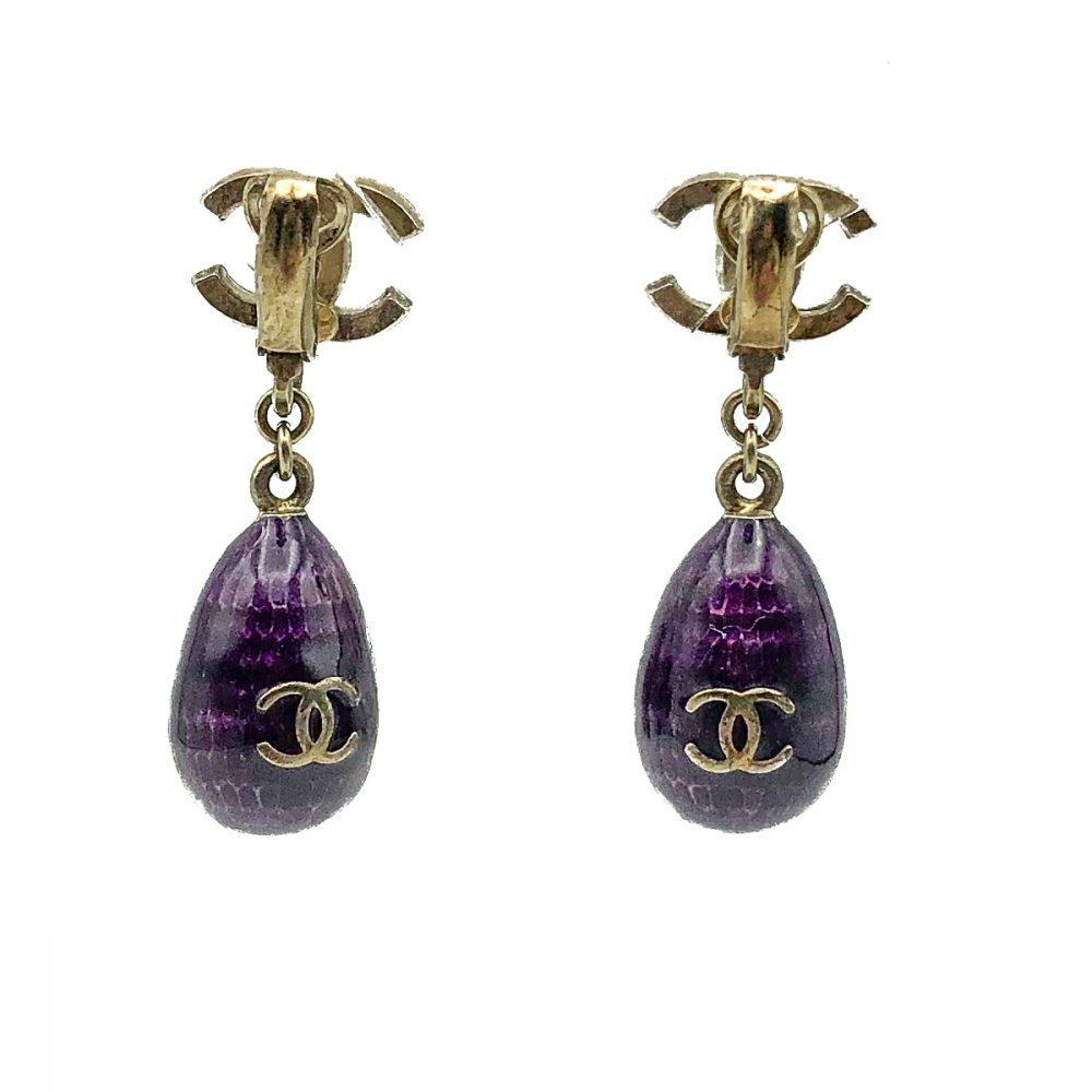 Vintage Chanel Purple Bomb Earrings