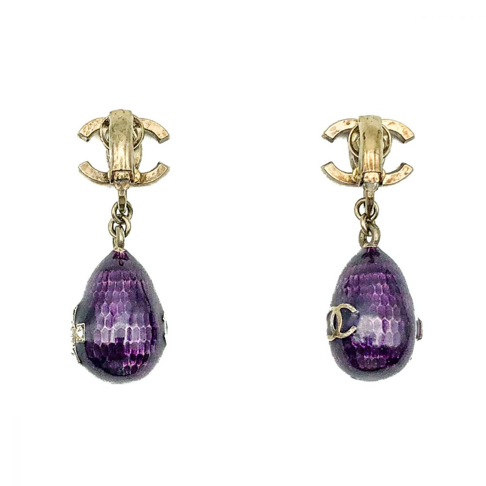 Vintage Chanel Purple Bomb Earrings