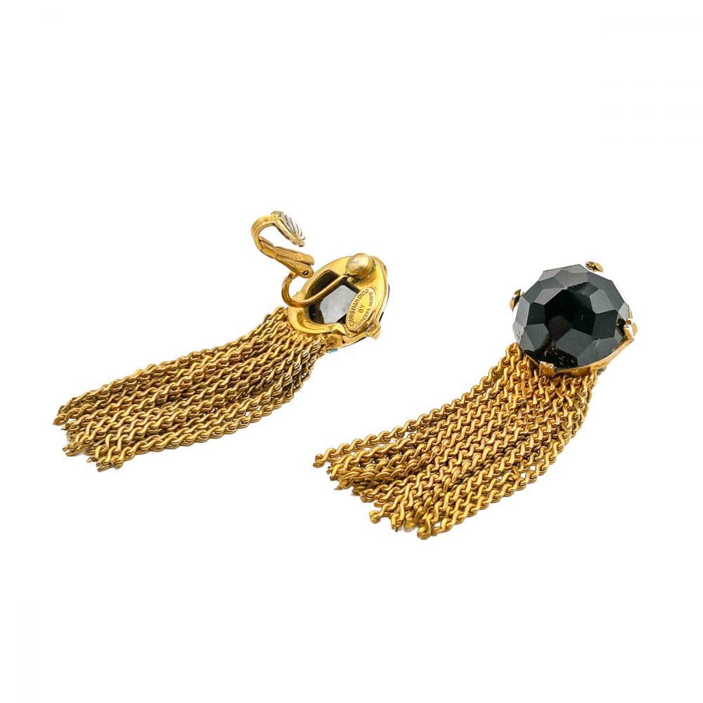 Vintage Dior Black Tassle Earrings