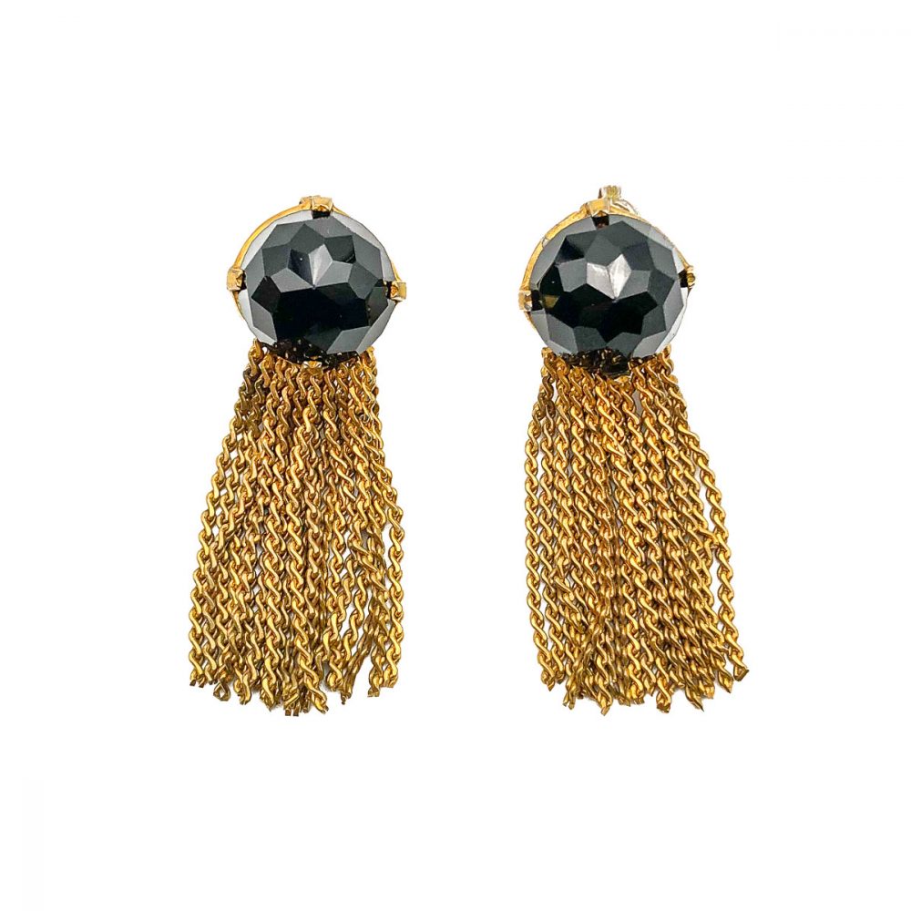 Vintage Dior Black Tassle Earrings