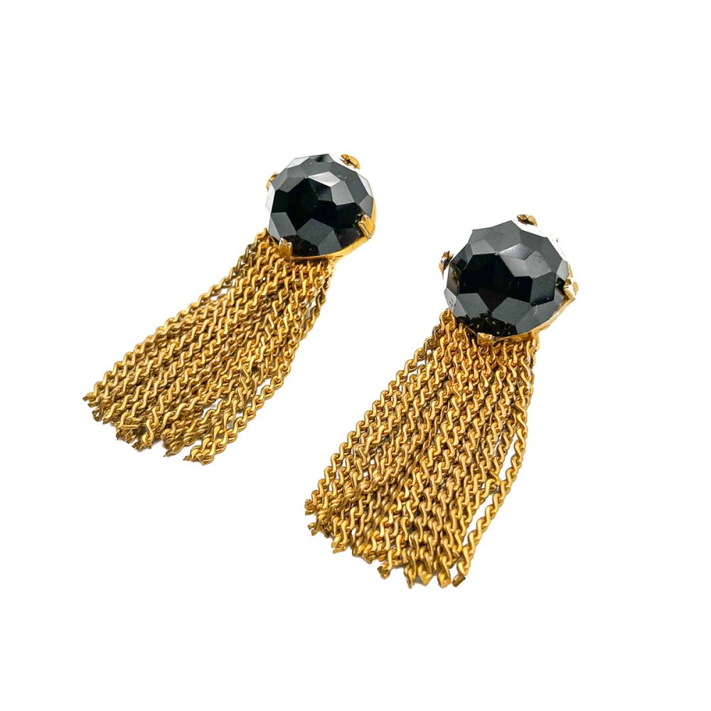 Vintage Dior Black Tassle Earrings