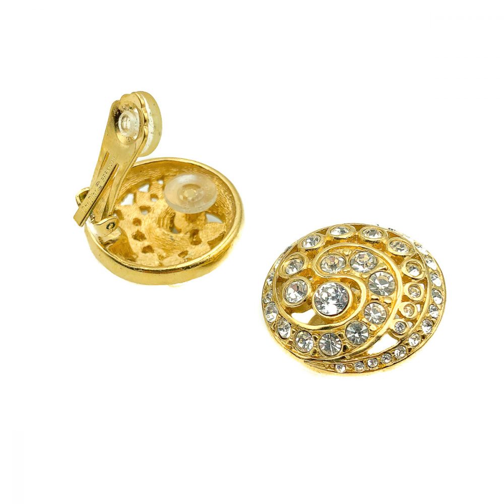Vintage Dior Crystal Swirl Earrings