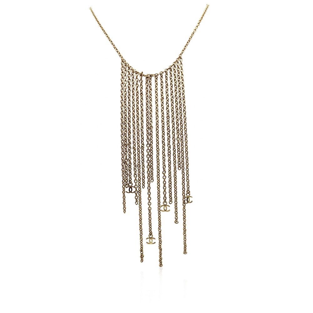 Vintage Chanel Fringe Logo Necklace
