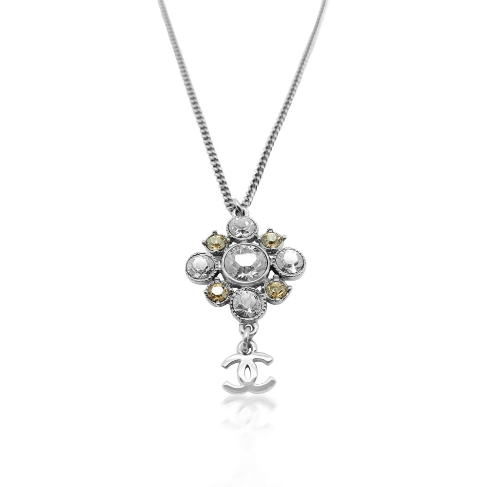 Chanel Crystal Logo Necklace