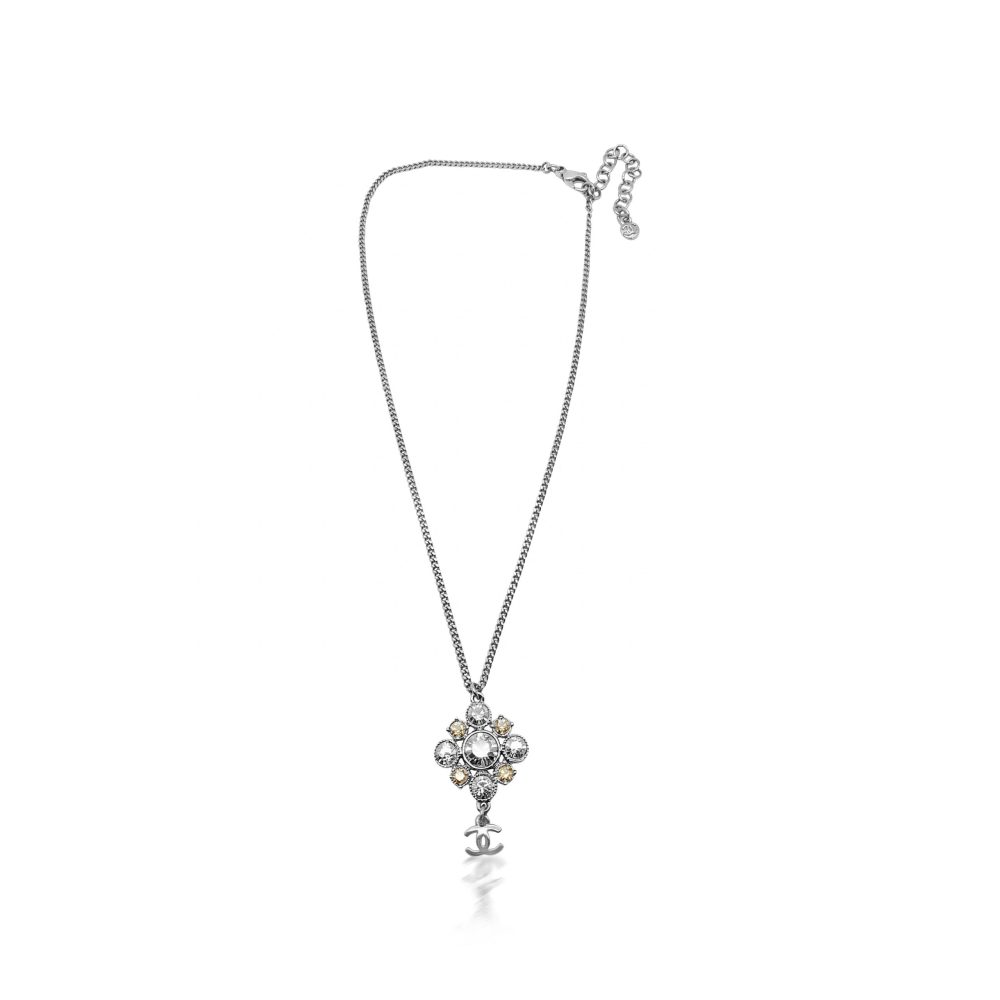 Chanel Crystal Logo Necklace