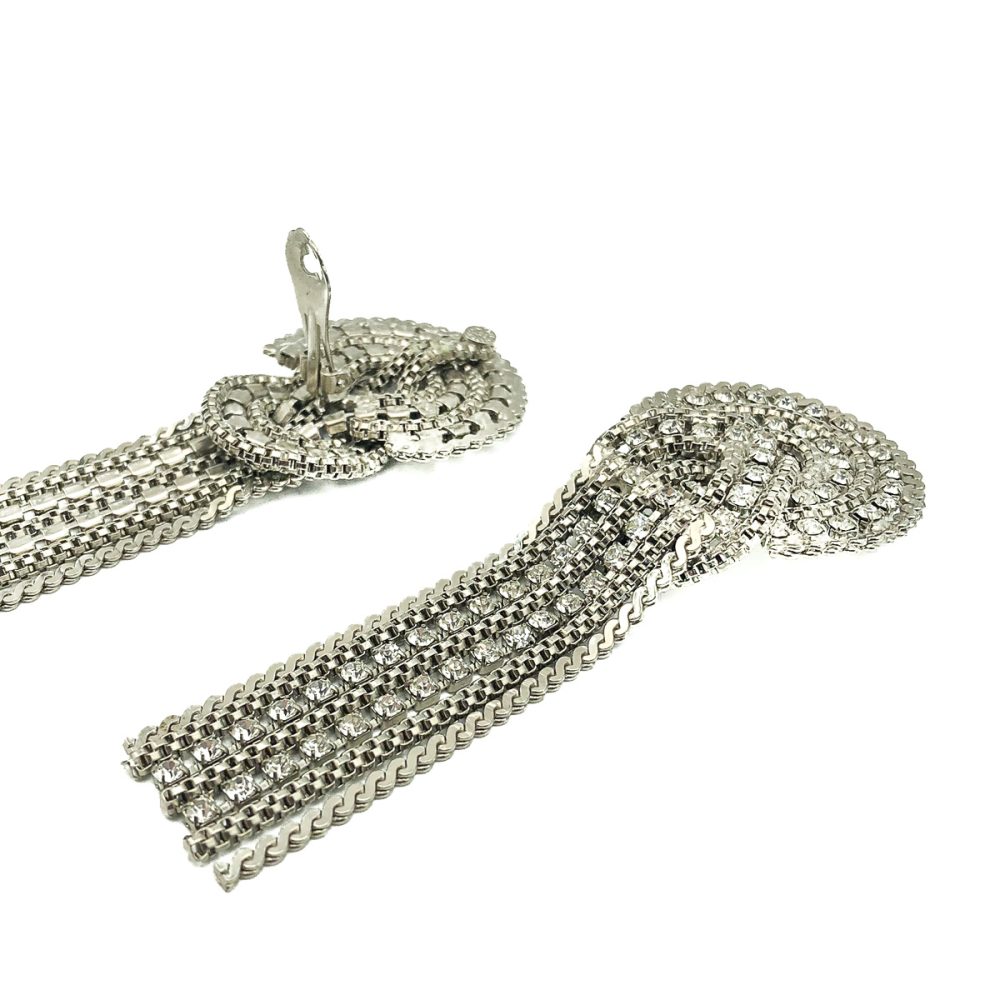 Vintage Butler & Wilson London Crystal Chain Statement Earrings