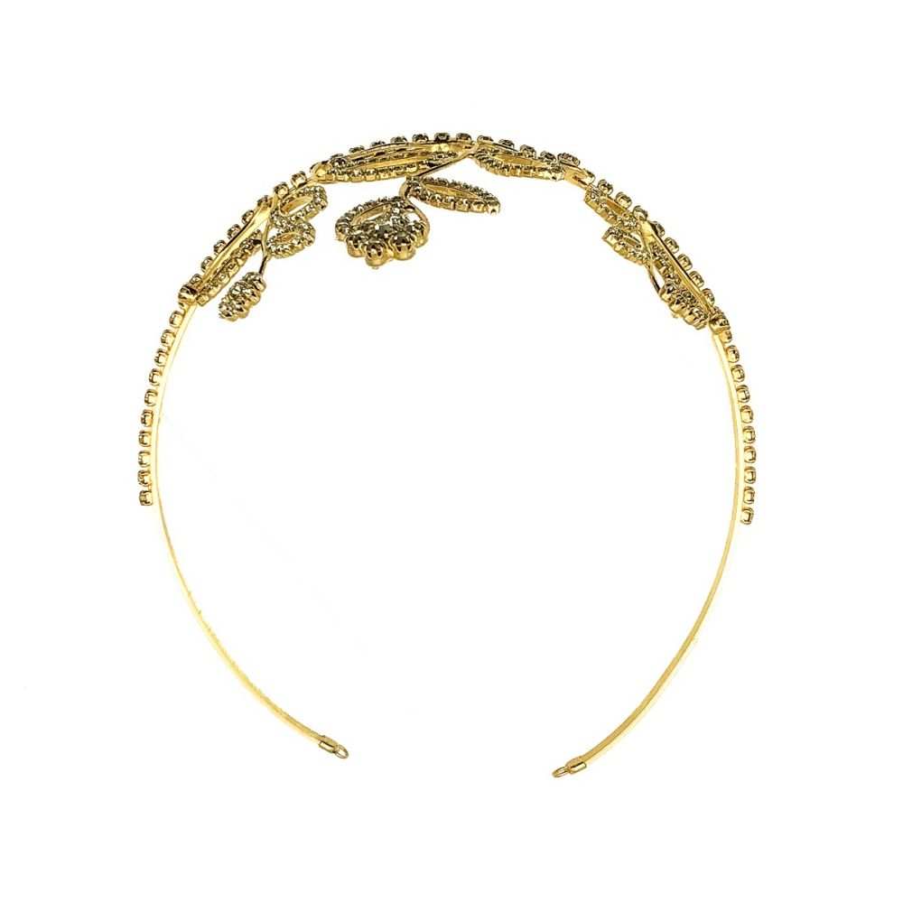 Vintage Gold & Crystal Flower High Tiara