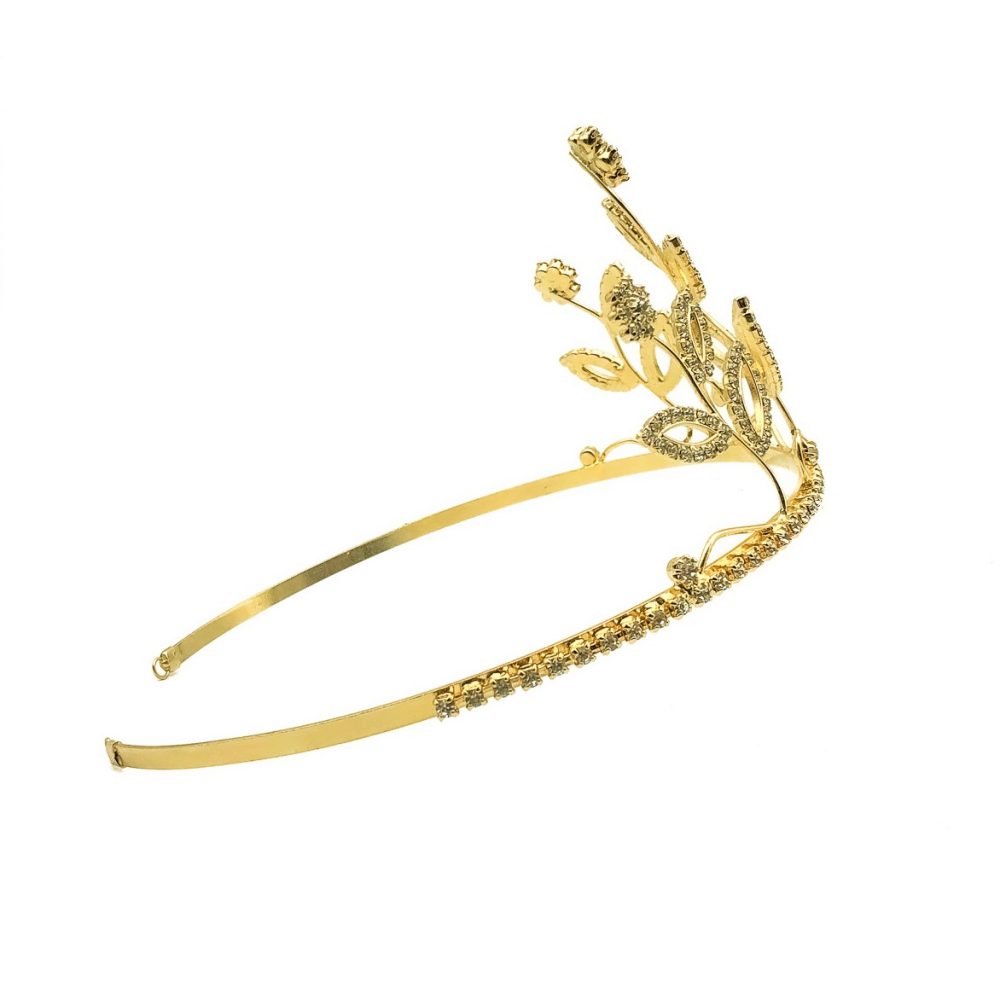 Vintage Gold & Crystal Flower High Tiara