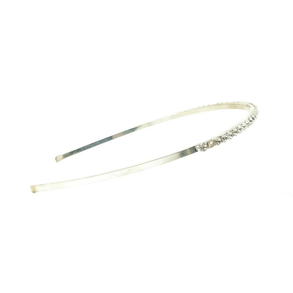 Vintage Silver &Crystal Line Hairband Tiara