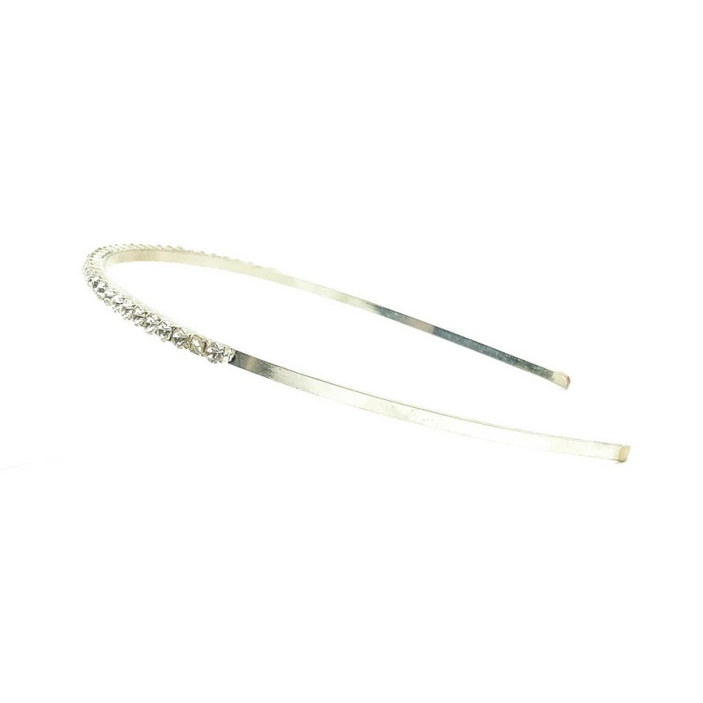 Vintage Silver &Crystal Line Hairband Tiara