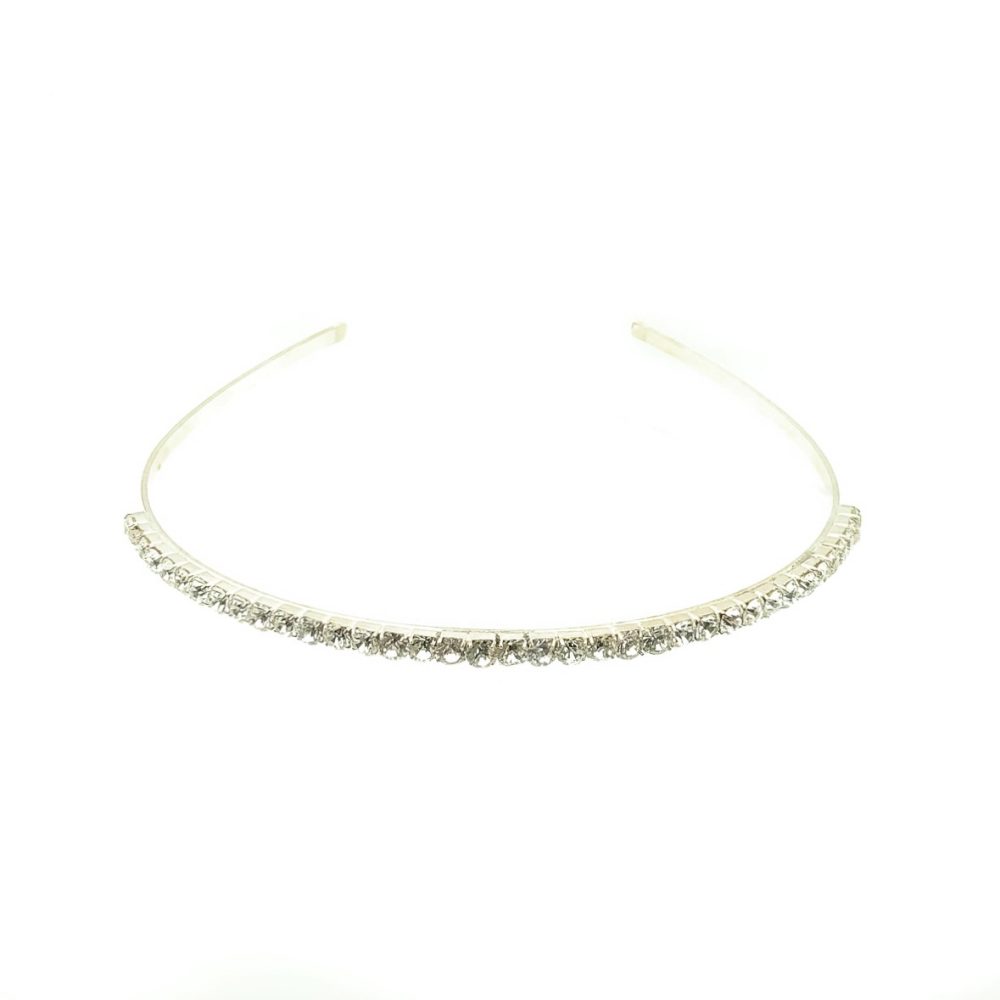 Vintage Silver &Crystal Line Hairband Tiara
