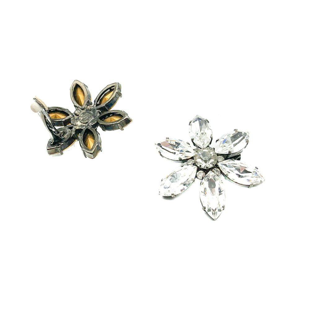 Vintage crystal flower earrings