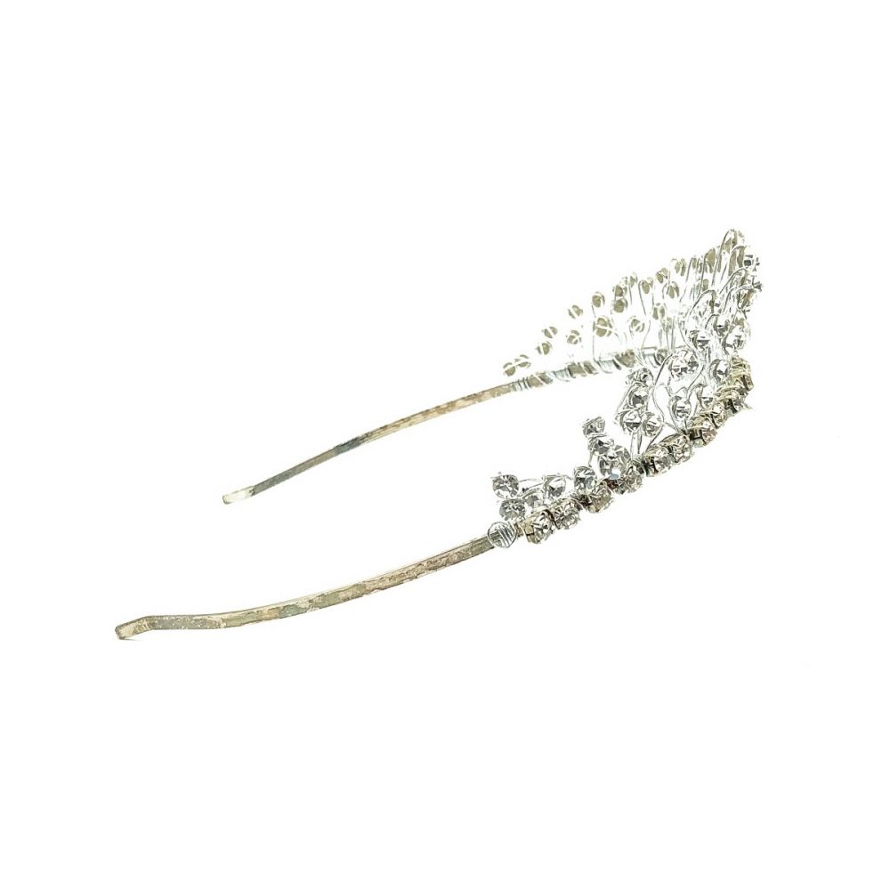 Vintage Silver & Crystal Wavy Tiara 1980s