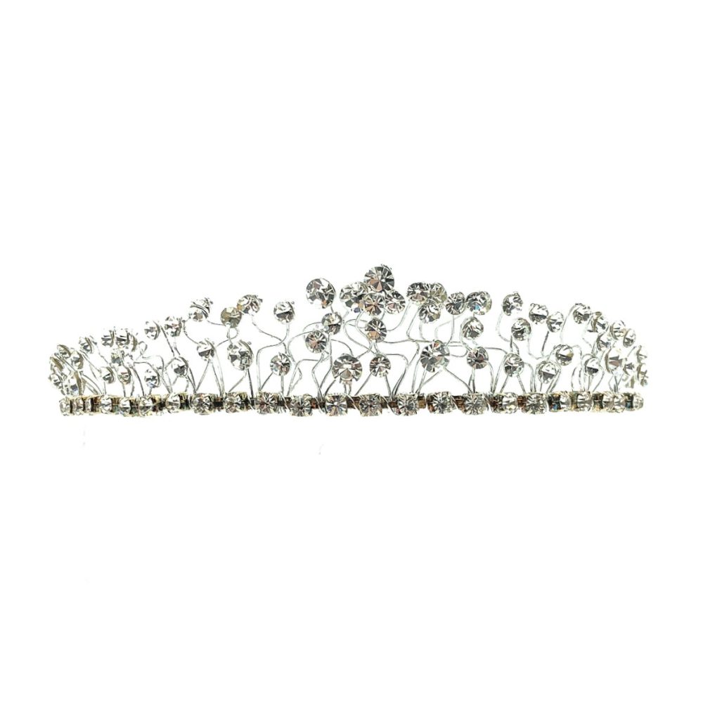 Vintage Silver & Crystal Wavy Tiara 1980s