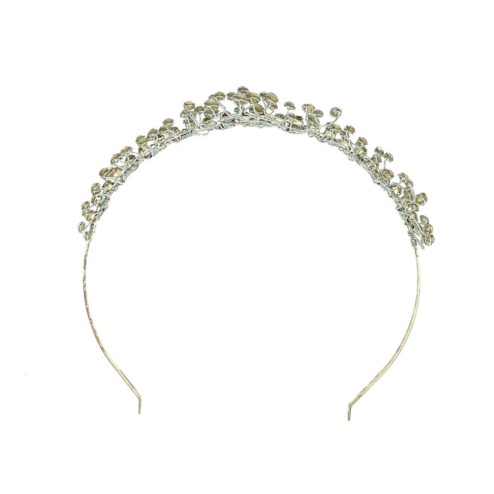 Vintage Silver & Crystal Wavy Tiara 1980s