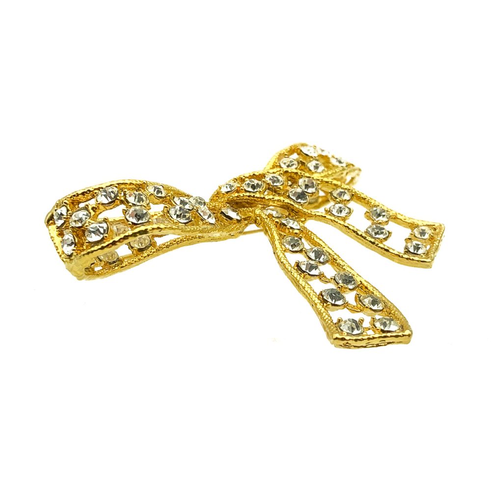 Vintage Crystal Bow Brooch