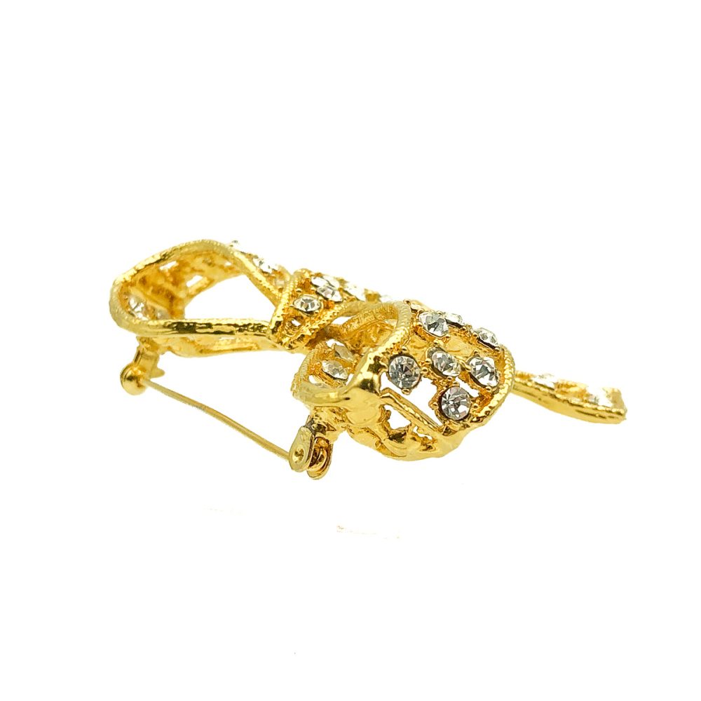 Vintage Crystal Bow Brooch