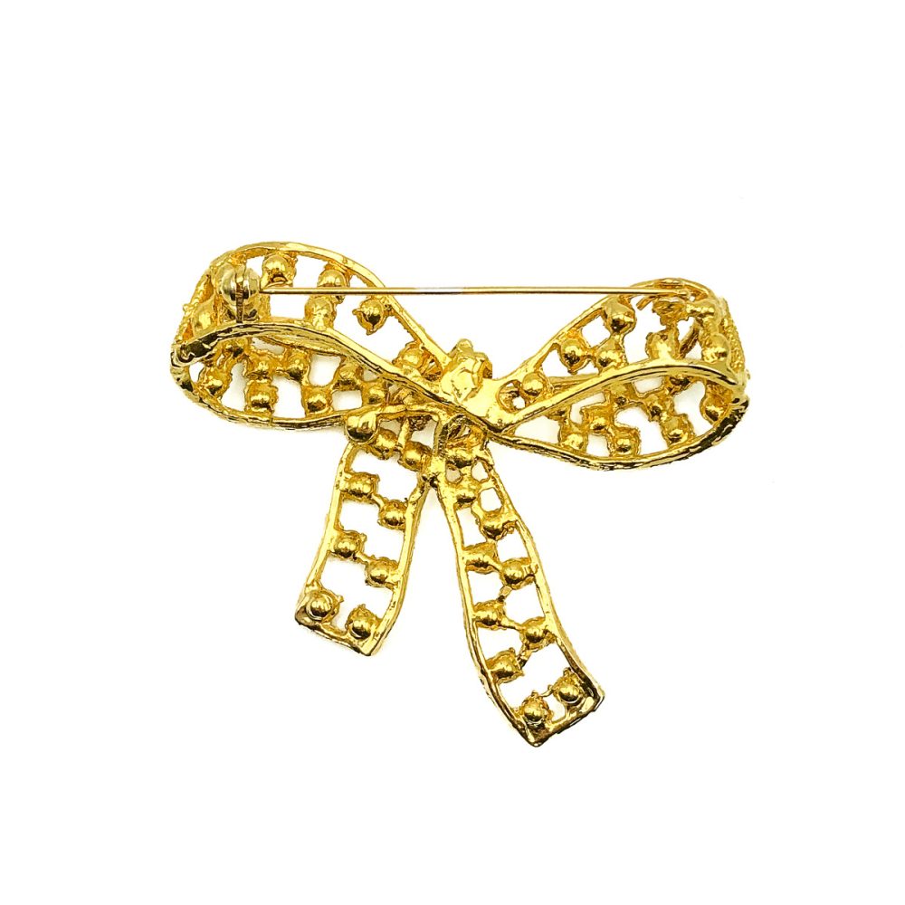 Vintage Crystal Bow Brooch
