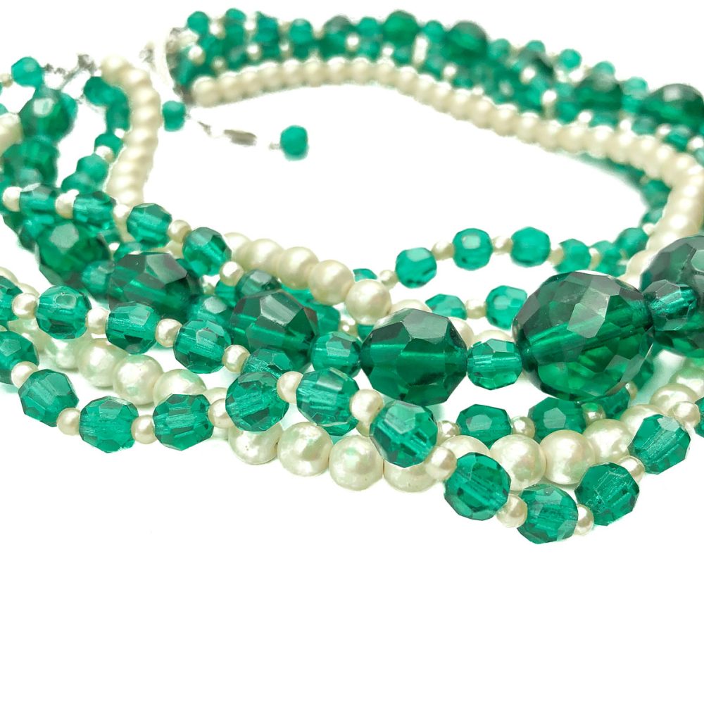 Vintage Dior Emerald Glass Necklace