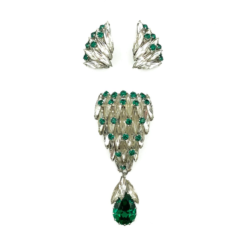 Vintage Efbi Austria Emerald Brooch