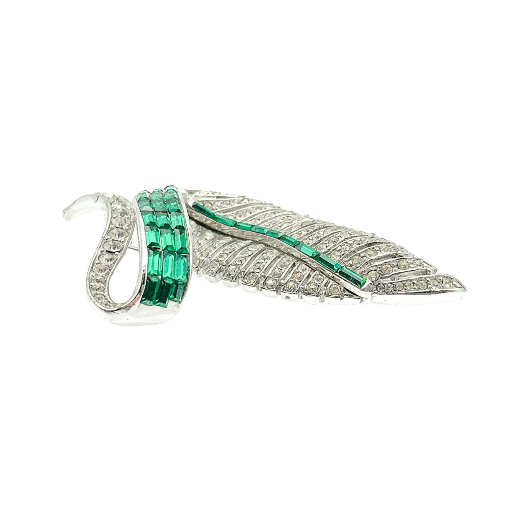 Vintage Emerald Leaf Brooch