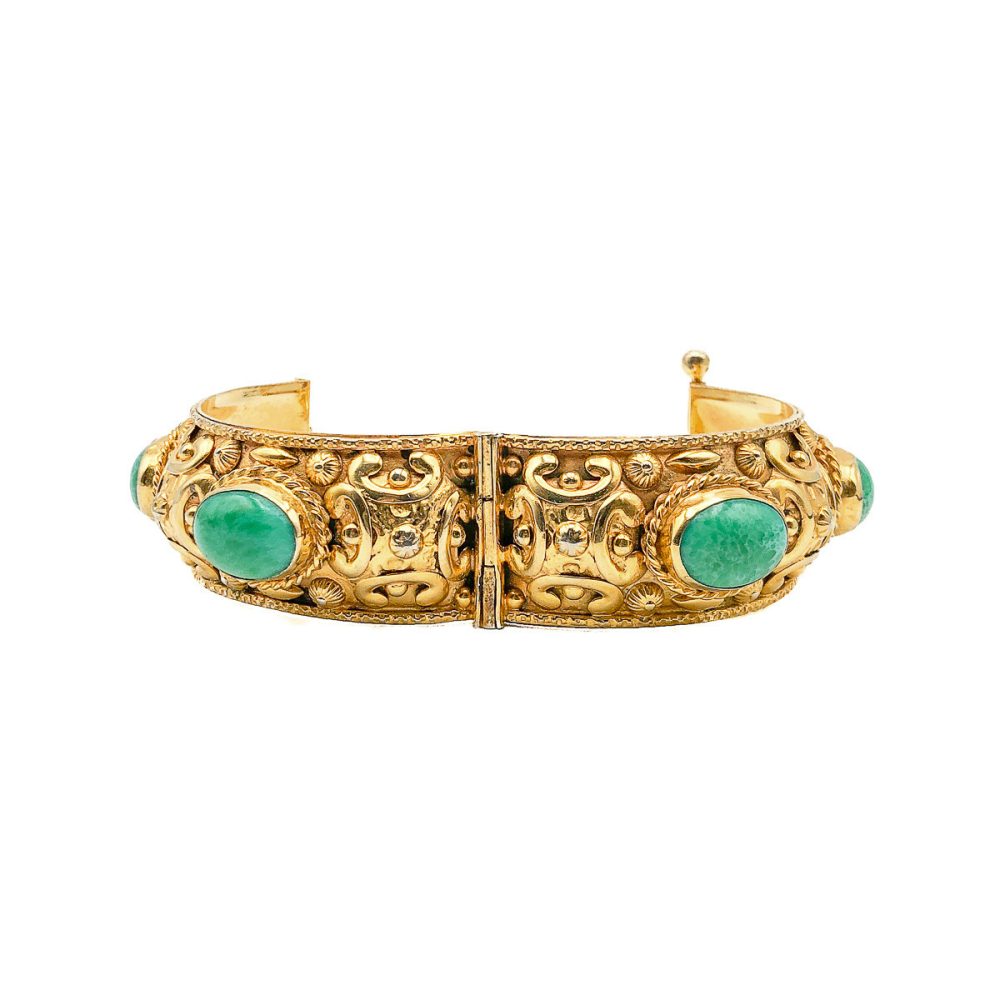 Vintage Repousse Cabochon Bangle
