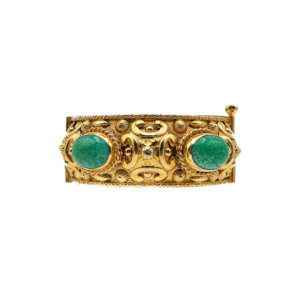 Vintage Repousse Cabochon Bangle