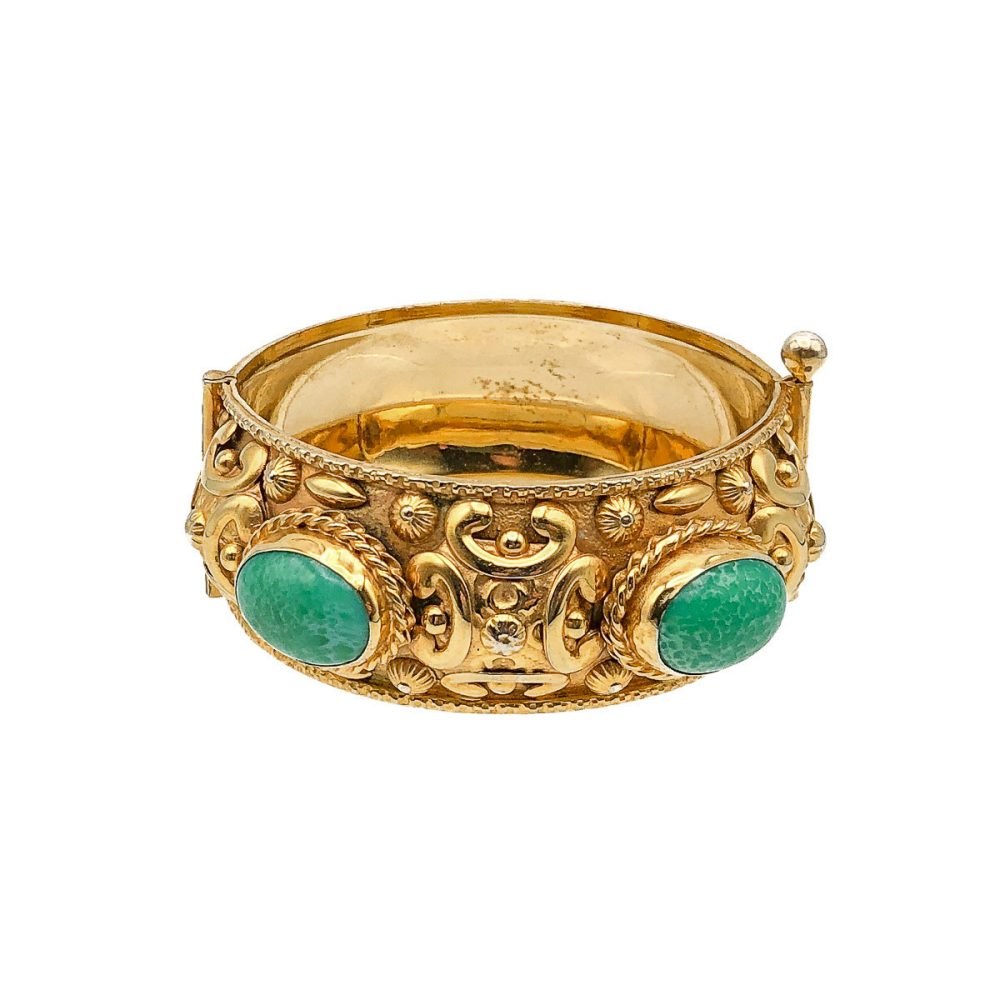 Vintage Repousse Cabochon Bangle