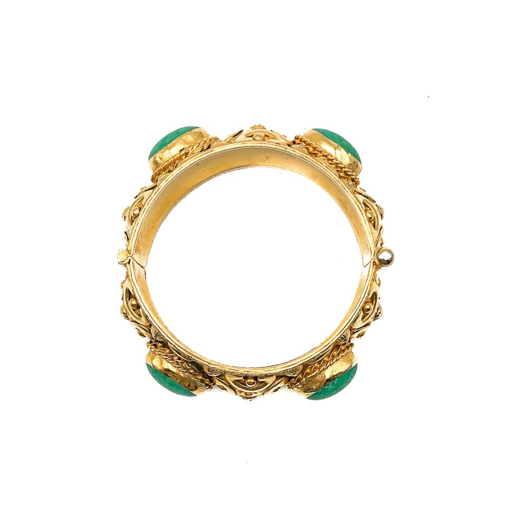 Vintage Repousse Cabochon Bangle