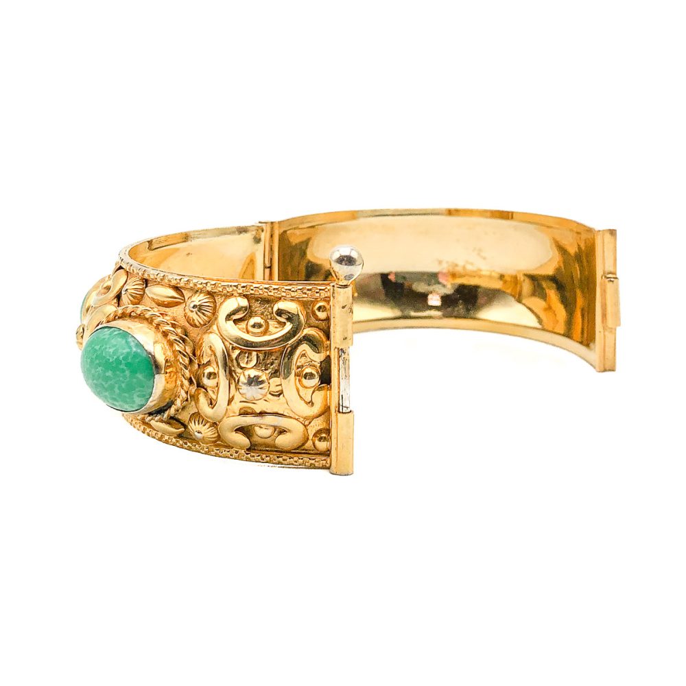 Vintage Repousse Cabochon Bangle