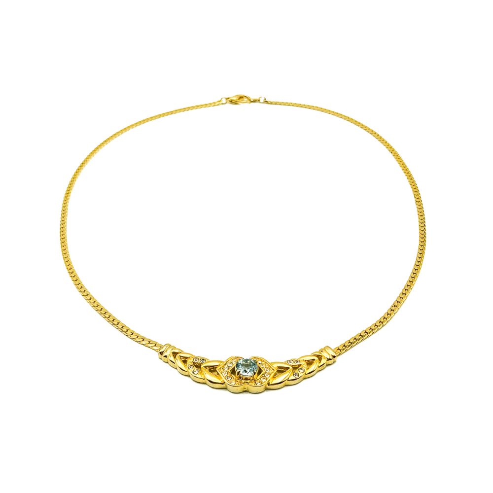Vintage Aqua Crystal Necklace