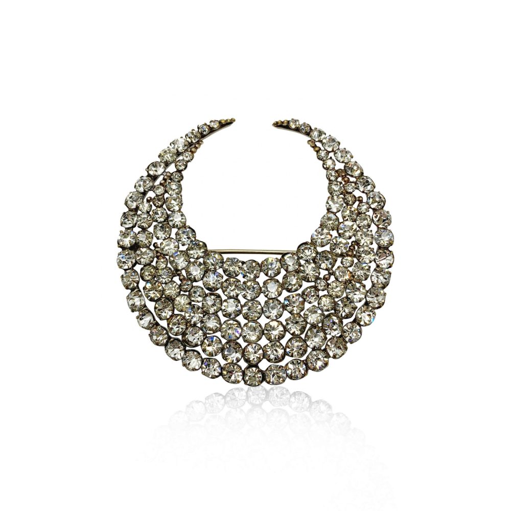 Antique Crescent Paste Brooch