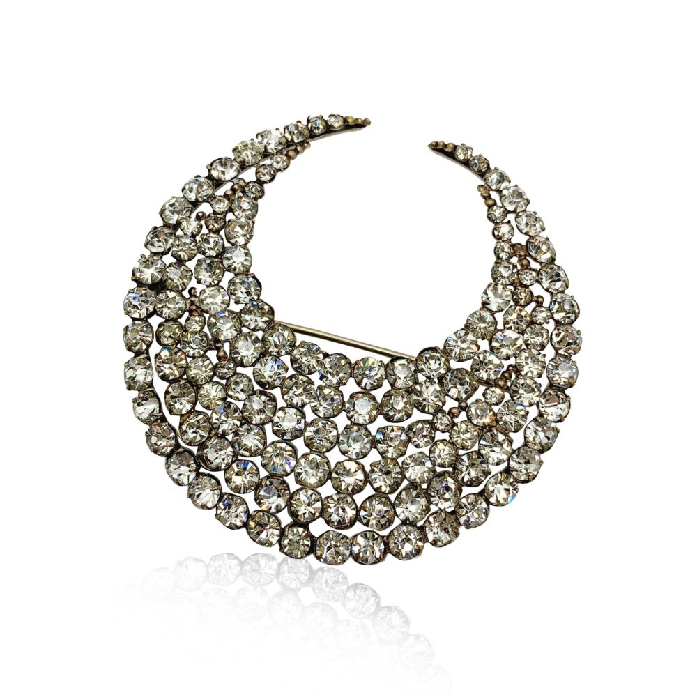 Antique Crescent Paste Brooch