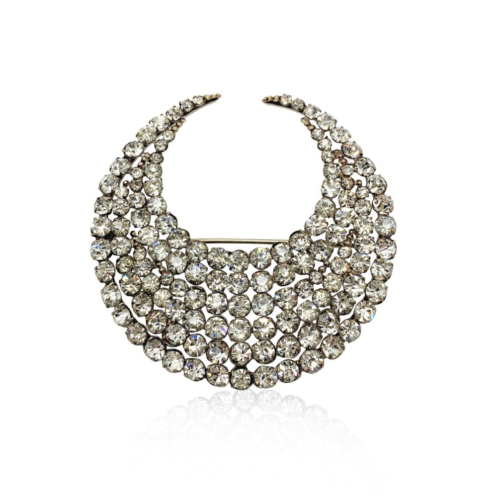 Antique Crescent Paste Brooch