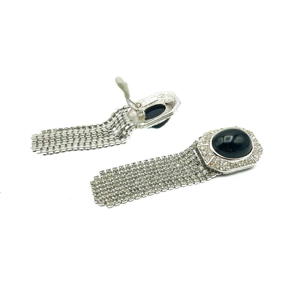 Vintage Ciner Monochrome Fringe Earrings