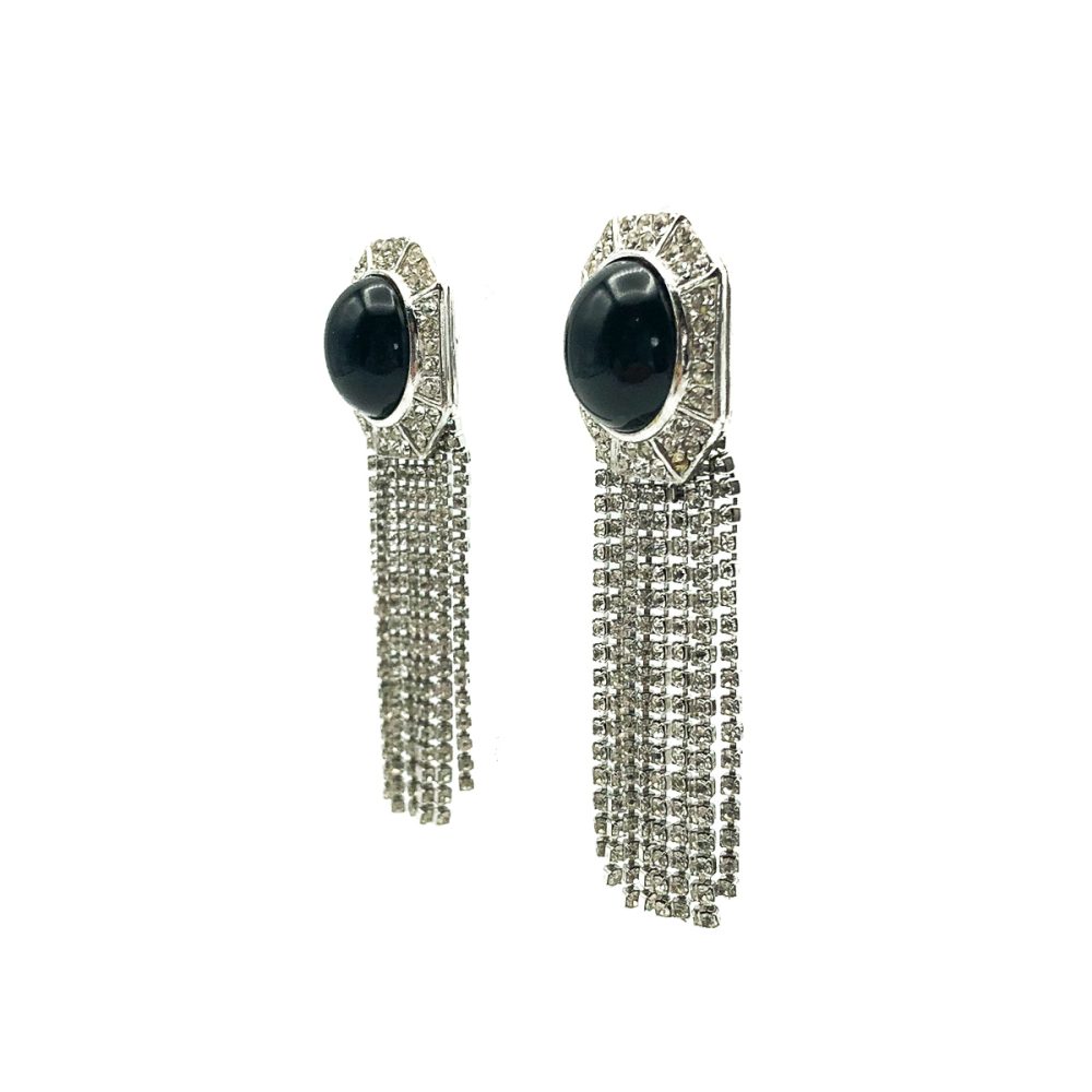 Vintage Ciner Monochrome Fringe Earrings