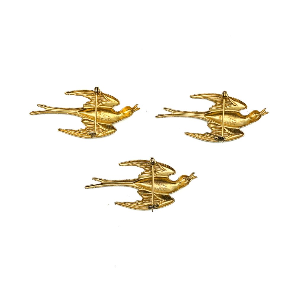 Vintage Coro Swallow Brooch Trio