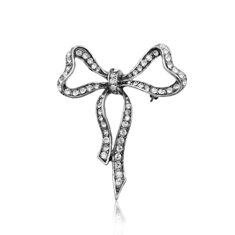 Vintage Crystal Bow Brooch